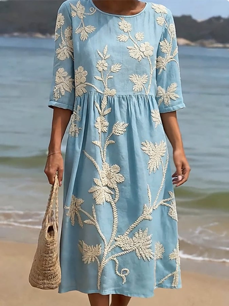 Diana | Women's Embroidered Floral Midi Dress
