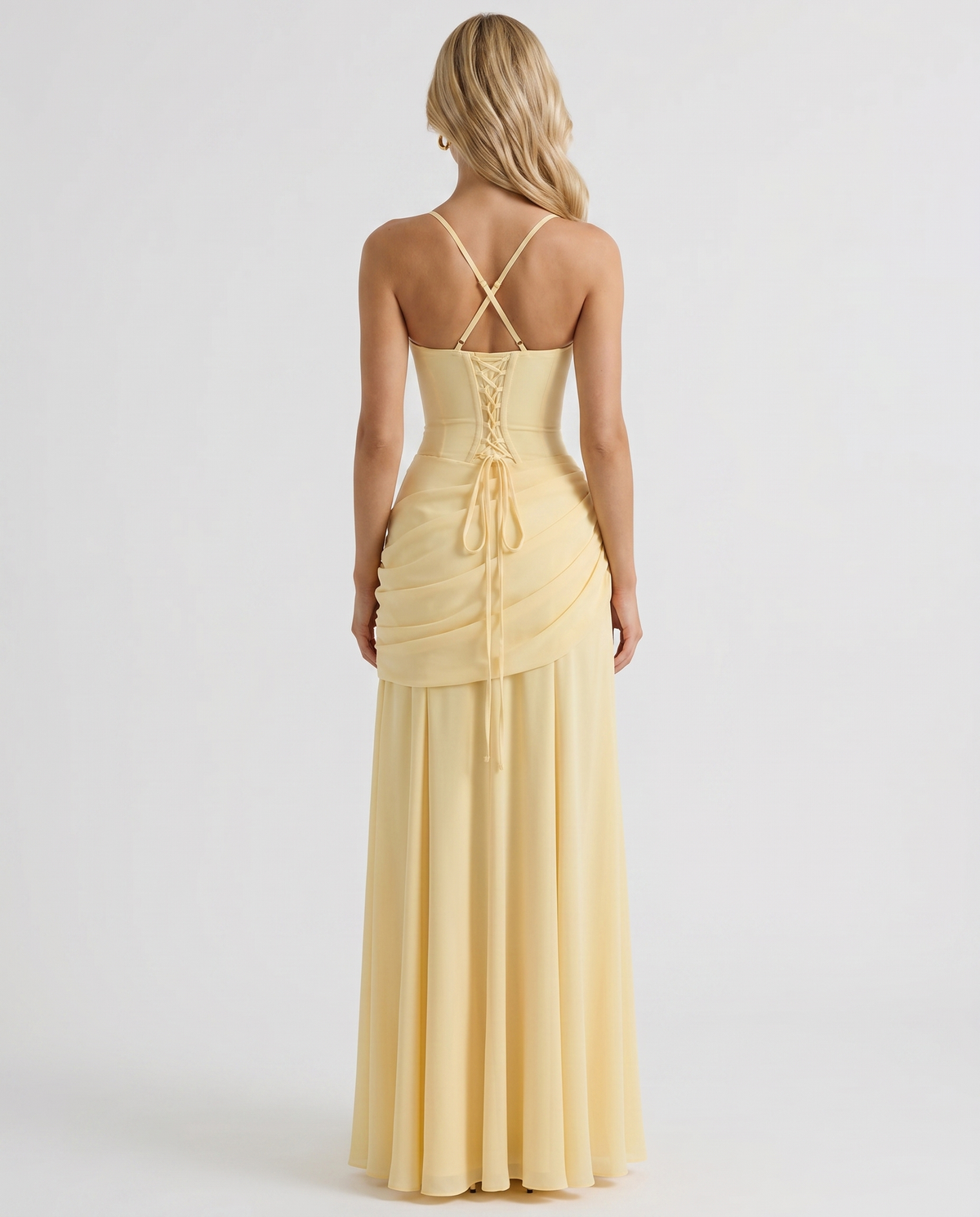 Sophie | Women's Ruched Lace-Up Maxi Dress