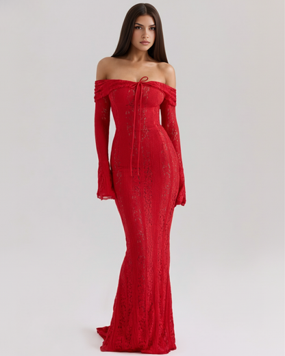 Sharon | Women's Off-Shoulder Maxi Wedding Guest Dress