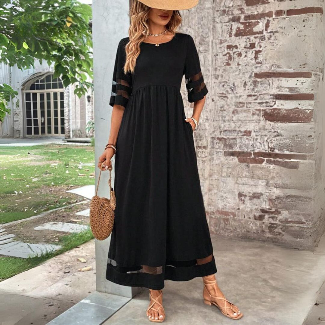 Carolyn | Women's Elegant Mesh-Detail Maxi Dress
