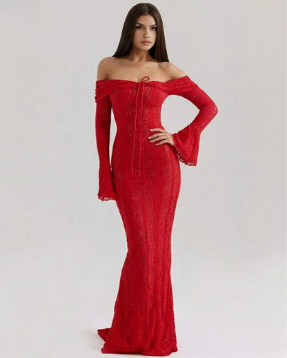 Sharon | Women's Off-Shoulder Maxi Wedding Guest Dress