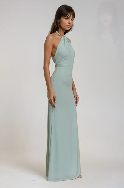 Emily | Women's Halterneck Open-Back Maxi Dress
