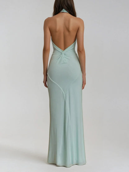 Emily | Women's Halterneck Open-Back Maxi Dress
