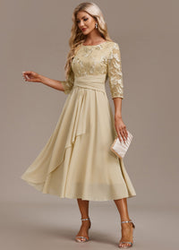 Gemma | Women's Embroidered Lace Chiffon Midi Dress