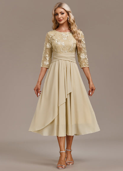 Gemma | Women's Embroidered Lace Chiffon Midi Dress