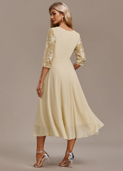 Gemma | Women's Embroidered Lace Chiffon Midi Dress