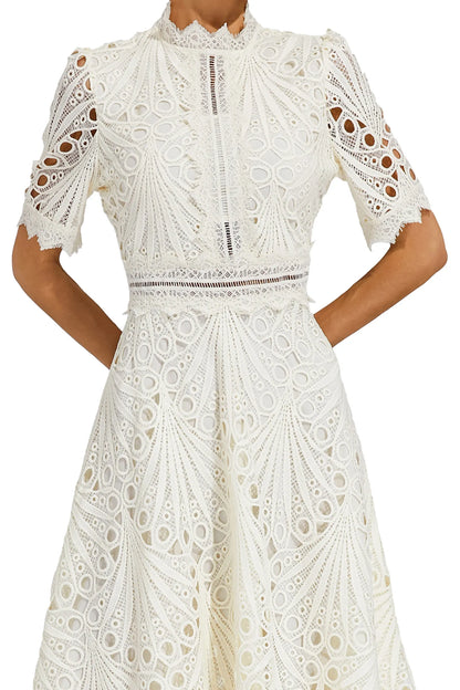 Thea | Women's Summer Lace Pattern Midi Dress