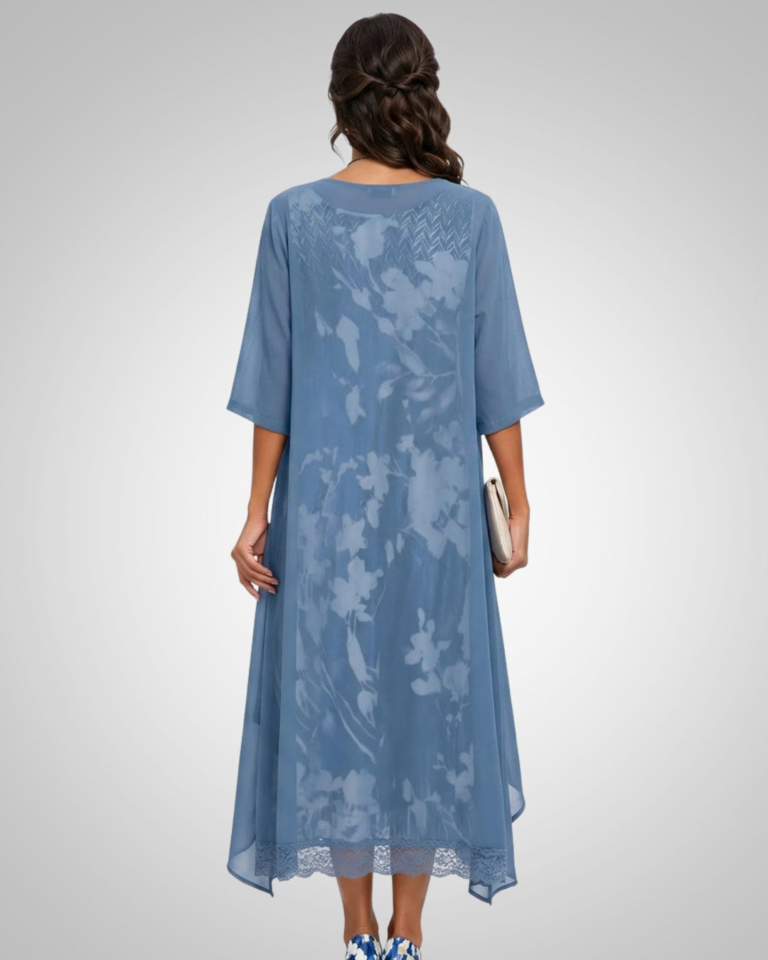 Elvira | Women's Printed Boho Midi Dress With Cardigan Set