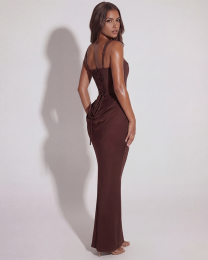 Lola | Women's Draped Square Neck Evening Dress