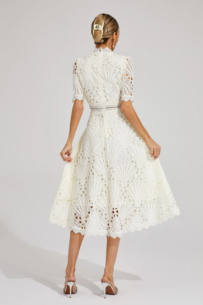 Thea | Women's Summer Lace Pattern Midi Dress
