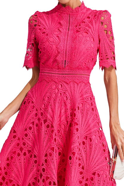 Thea | Women's Summer Lace Pattern Midi Dress