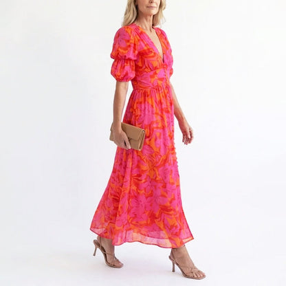 Kate | Women's Floral Puff Sleeve Maxi Dress