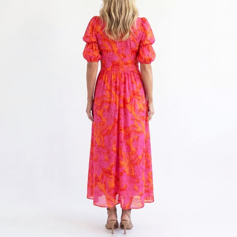 Kate | Women's Floral Puff Sleeve Maxi Dress