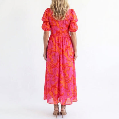 Kate | Women's Floral Puff Sleeve Maxi Dress