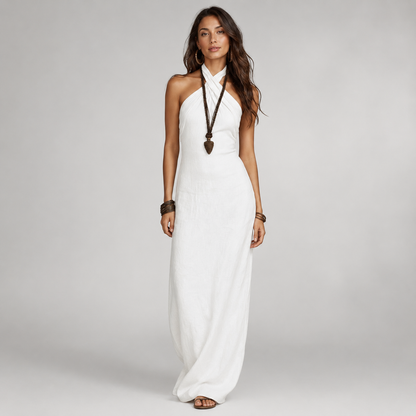 Aline | Women's Classic Halterneck Sleeveless Maxi Dress