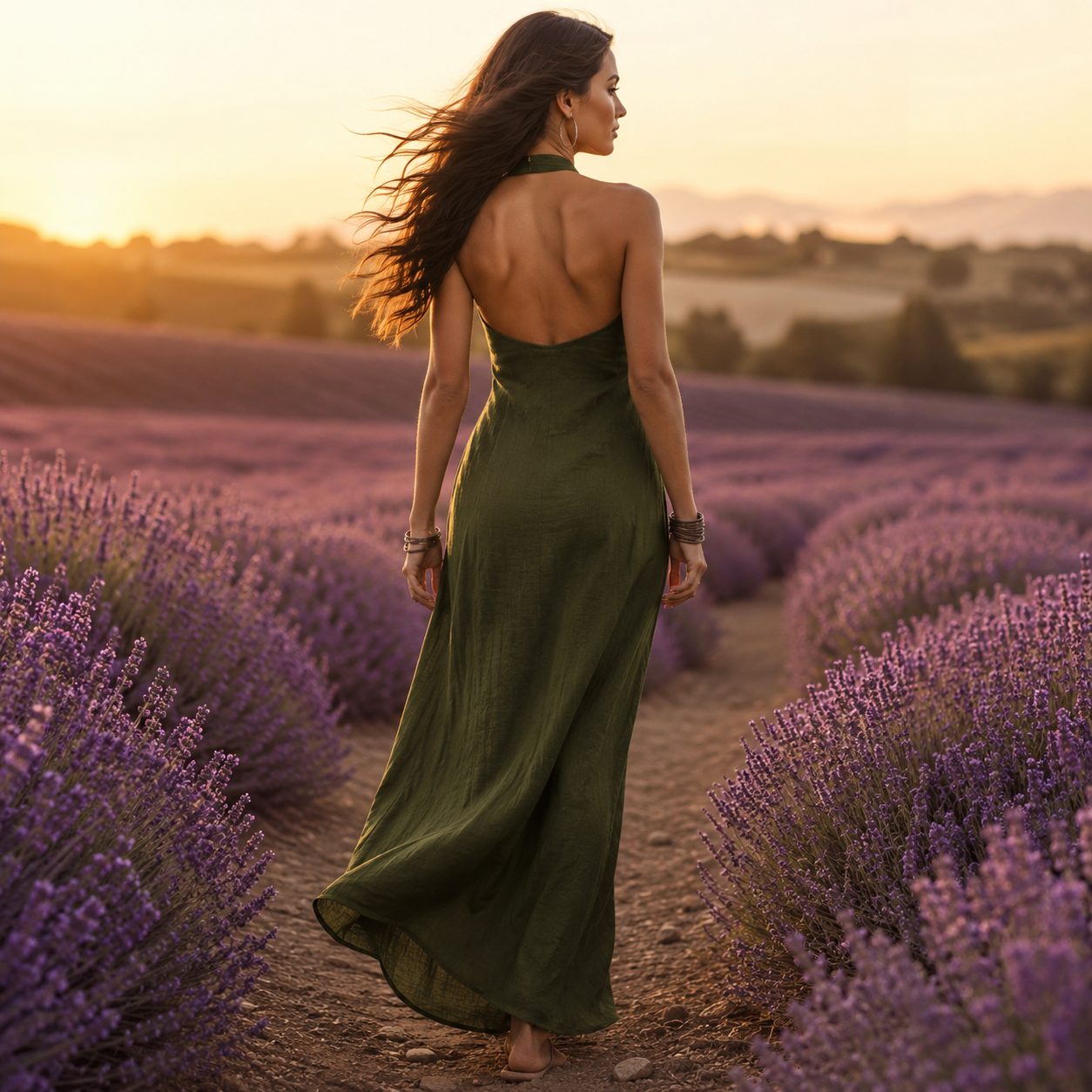 Aline | Women's Classic Halterneck Sleeveless Maxi Dress