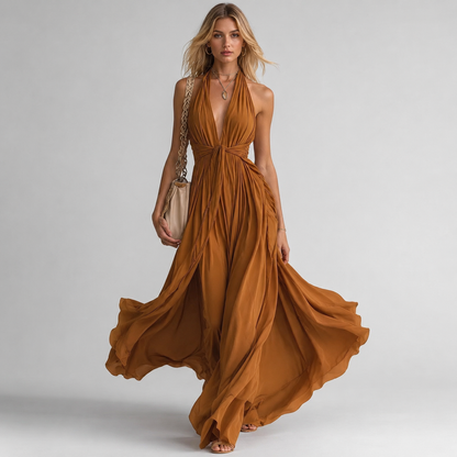 Rahel | Women's Classic Halter Neck Maxi Dress