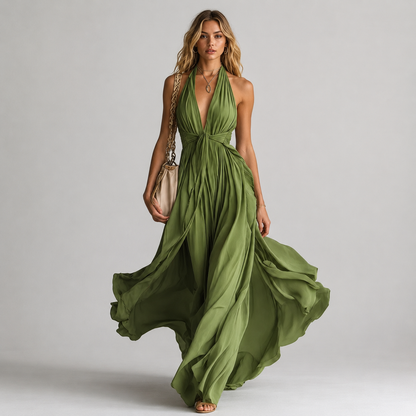 Rahel | Women's Classic Halter Neck Maxi Dress