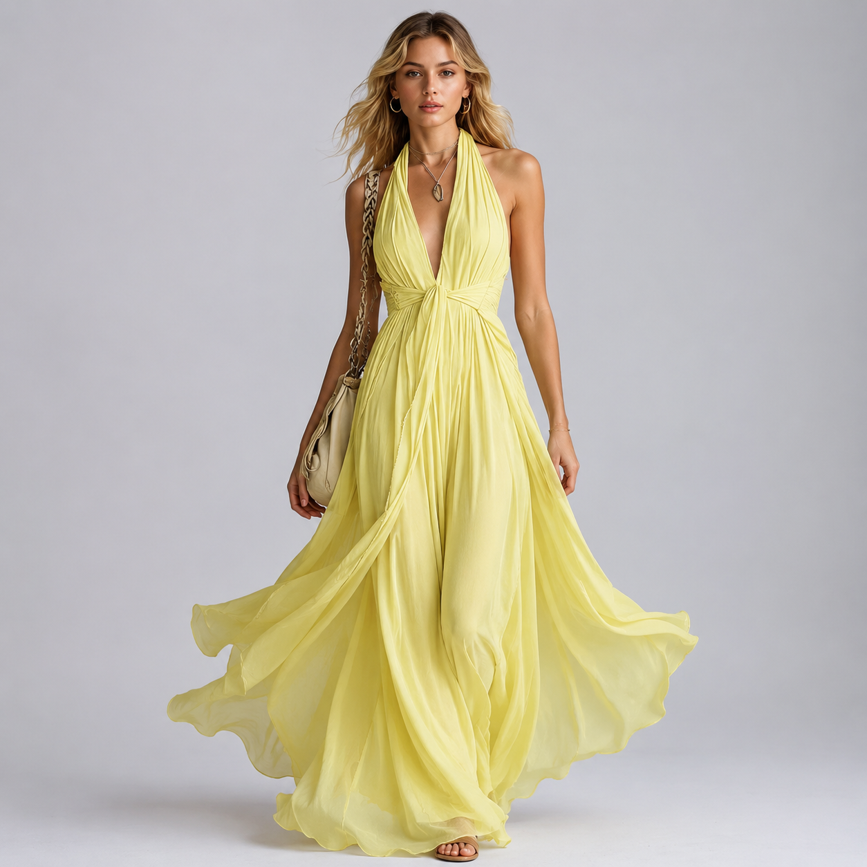 Rahel | Women's Classic Halter Neck Maxi Dress