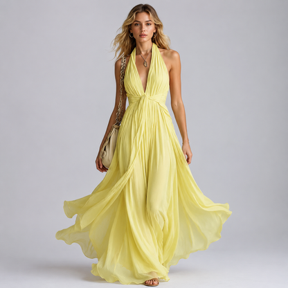 Rahel | Women's Classic Halter Neck Maxi Dress