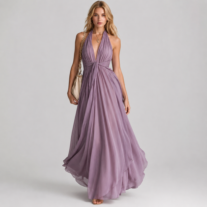 Rahel | Women's Classic Halter Neck Maxi Dress