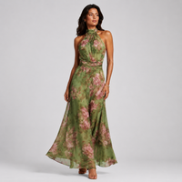 Manuela | Women's Floral Halterneck Maxi Dress