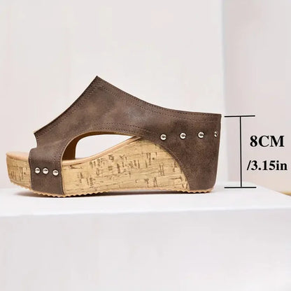 Holly | Women's Studded Cork Wedge Sandals