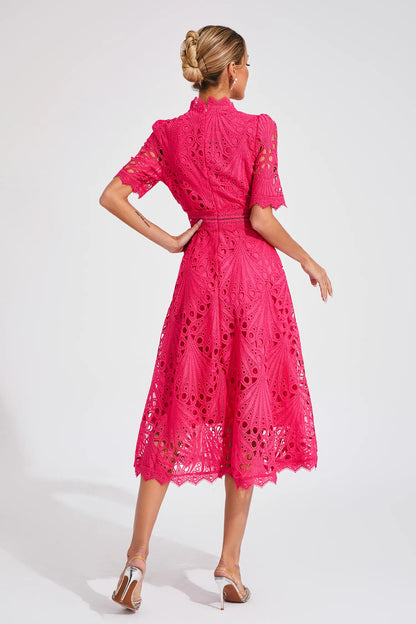 Thea | Women's Summer Lace Pattern Midi Dress