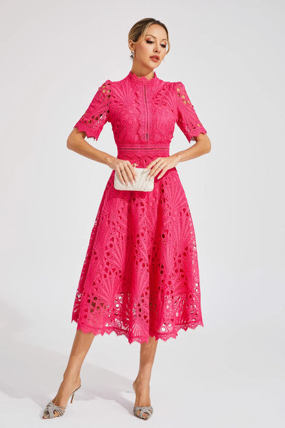 Thea | Women's Summer Lace Pattern Midi Dress