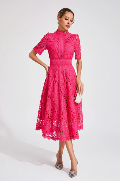 Thea | Women's Summer Lace Pattern Midi Dress