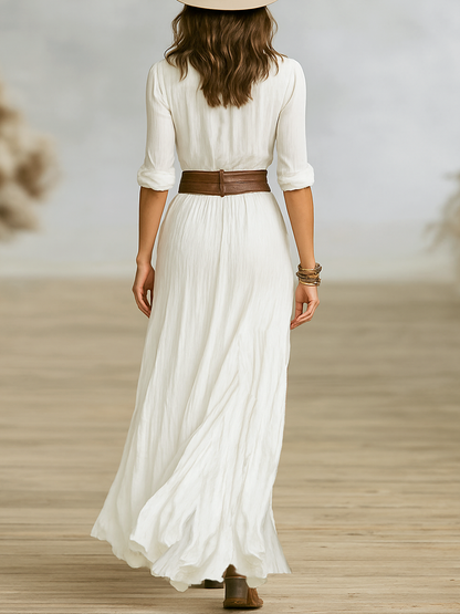 Liana | Women's Summer Casual High Slit Belted Maxi Dress