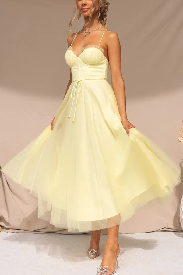 Olivia | Women's Elegant Spaghetti Strap Midi Dress
