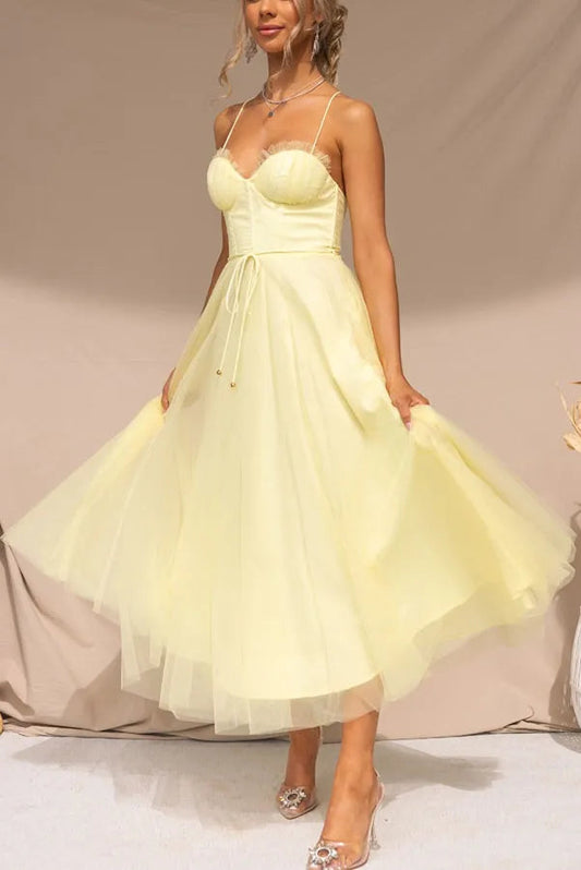 Olivia | Women's Elegant Spaghetti Strap Midi Dress