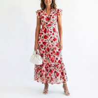 Natalie | Women's Floral V-Neck Ruffle Sleeve Dress