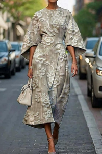Susan | Women's Elegant Kimono Sleeves Midi Dress