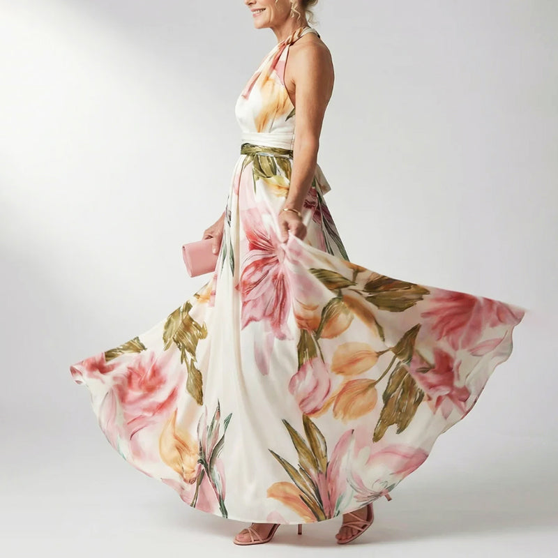 Emily | Women's Printed Halter Neck Evening Dress