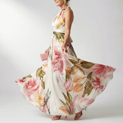 Emily | Women's Printed Halter Neck Evening Dress