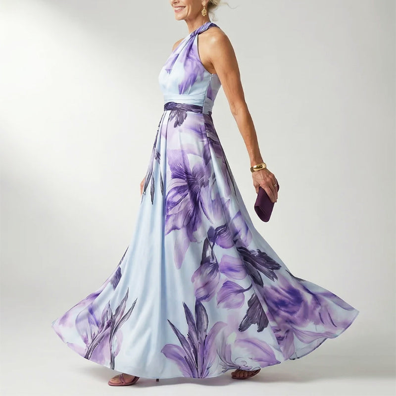 Emily | Women's Printed Halter Neck Evening Dress
