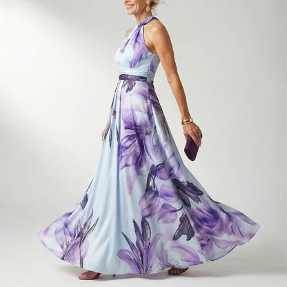 Emily | Women's Printed Halter Neck Evening Dress