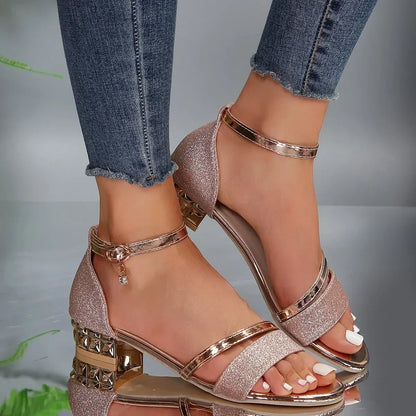 Sarah | Women's Elegant Glittery Heel Sandals