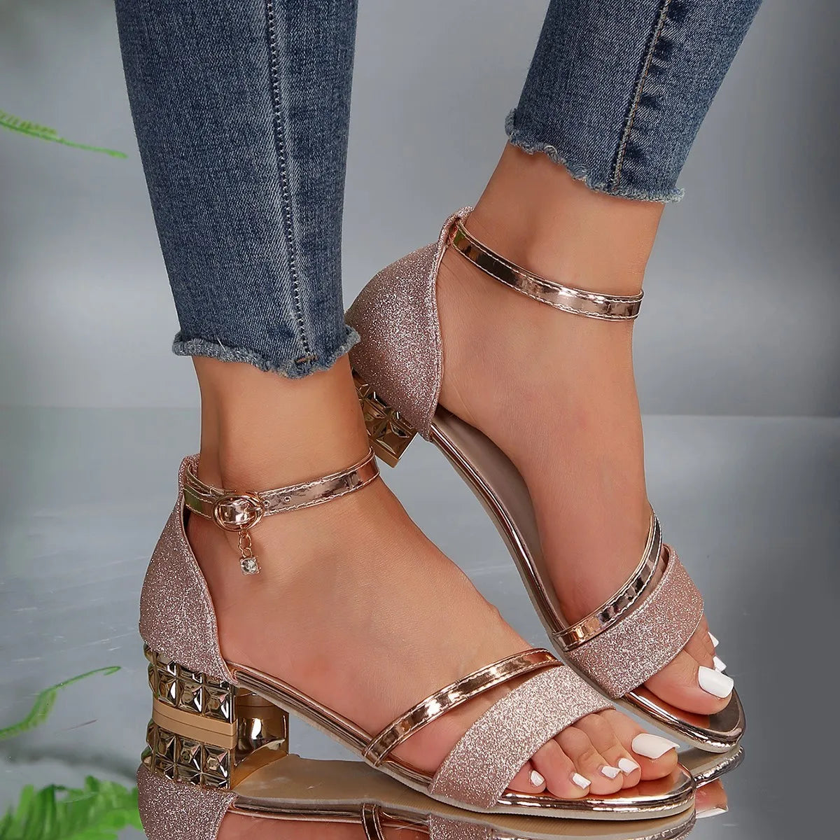 Sarah | Women's Elegant Glittery Heel Sandals