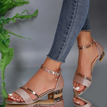 Sarah | Women's Elegant Glittery Heel Sandals