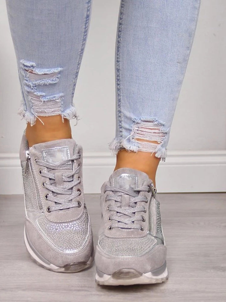 Eva | Women's Sporty Lace-Up Side-Zip Sneakers