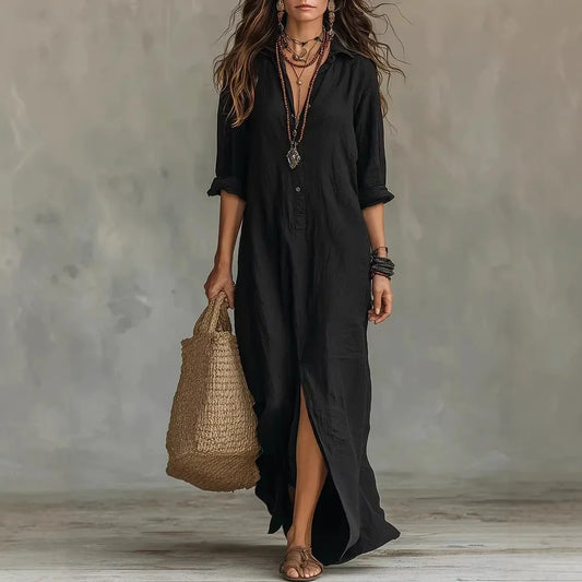 Yvonne | Women's Summer Linen Maxi Dress