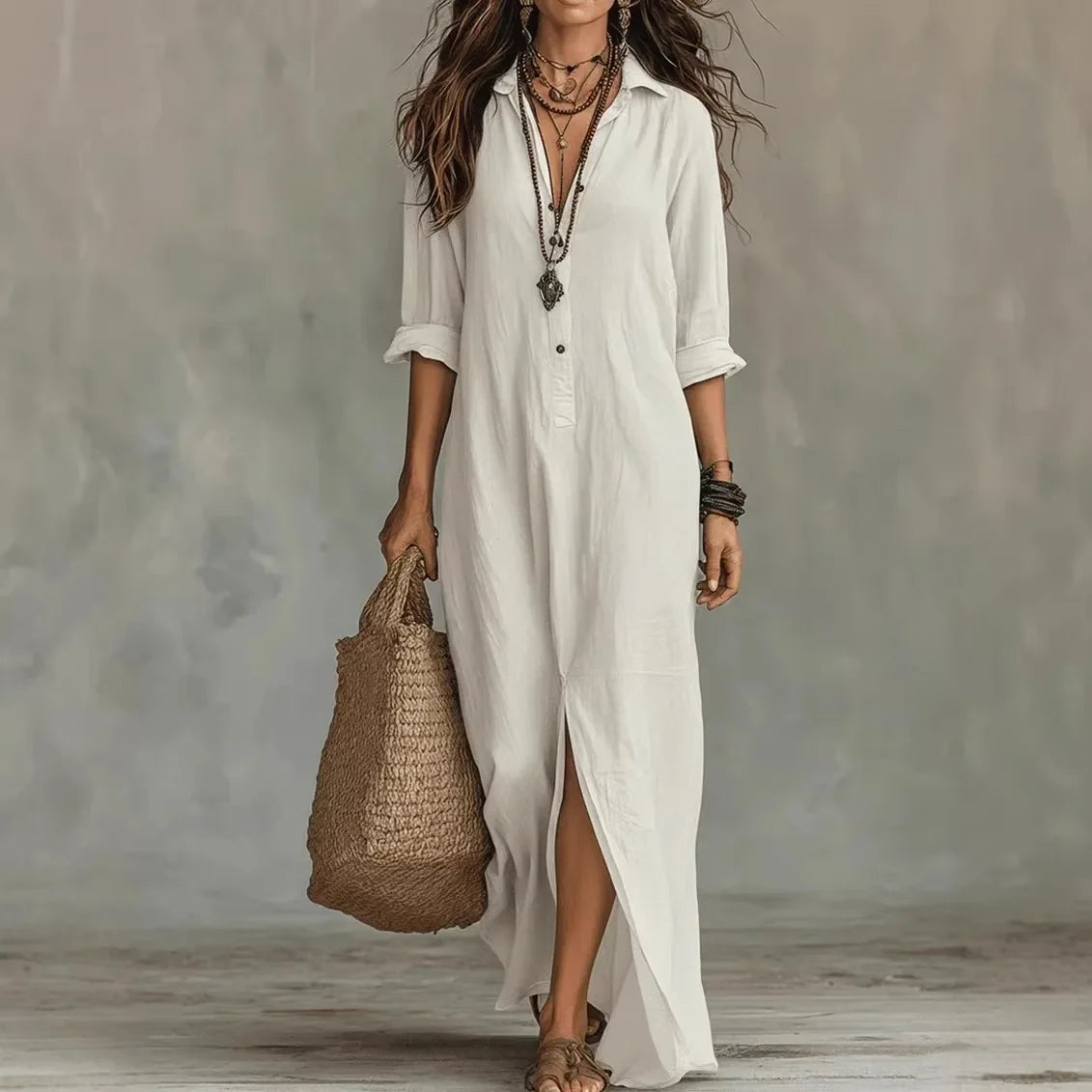 Yvonne | Women's Summer Linen Maxi Dress