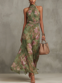 Manuela | Women's Summer Halterneck Floral Dress