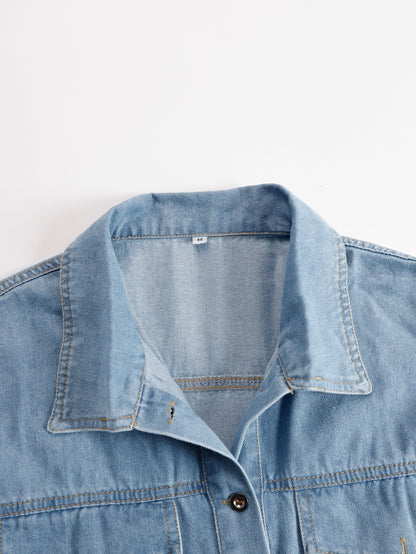 Alison | Women's Casual Fringed Denim Shirt Dress