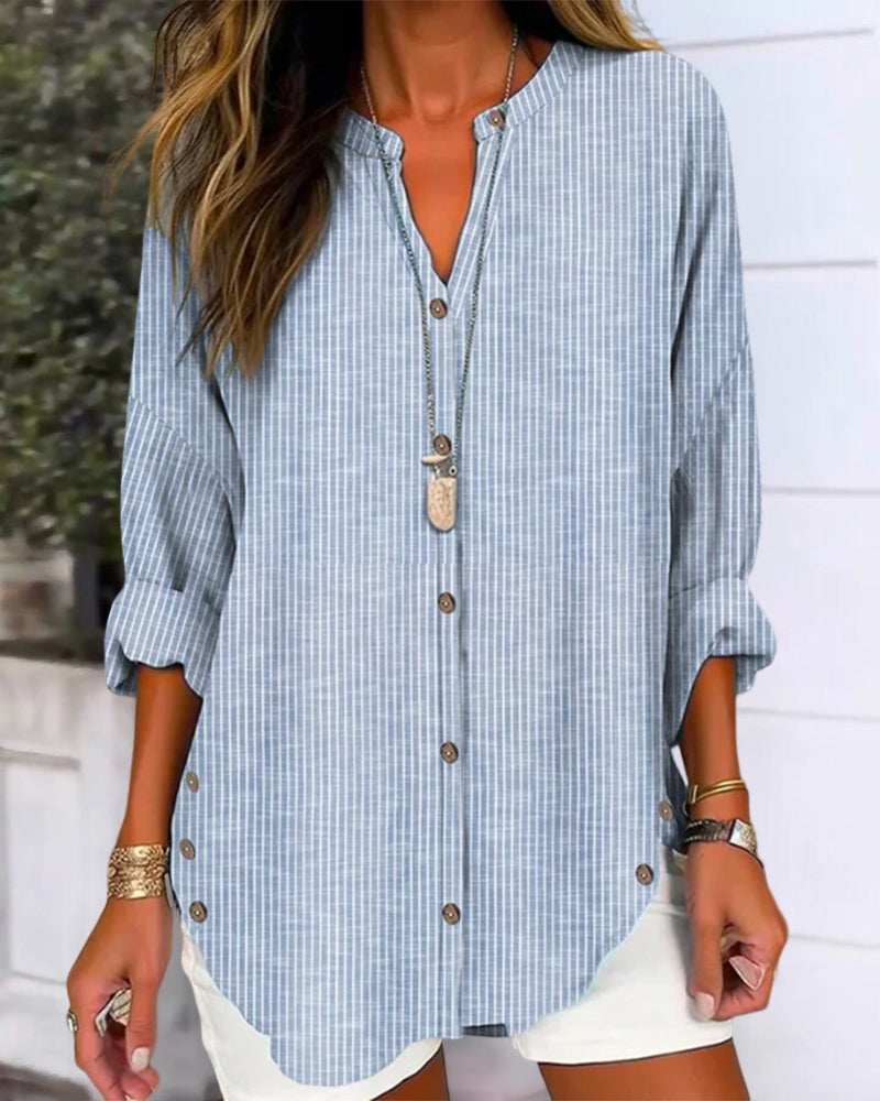 Amelie | Women's Casual Striped Button-Up Blouse