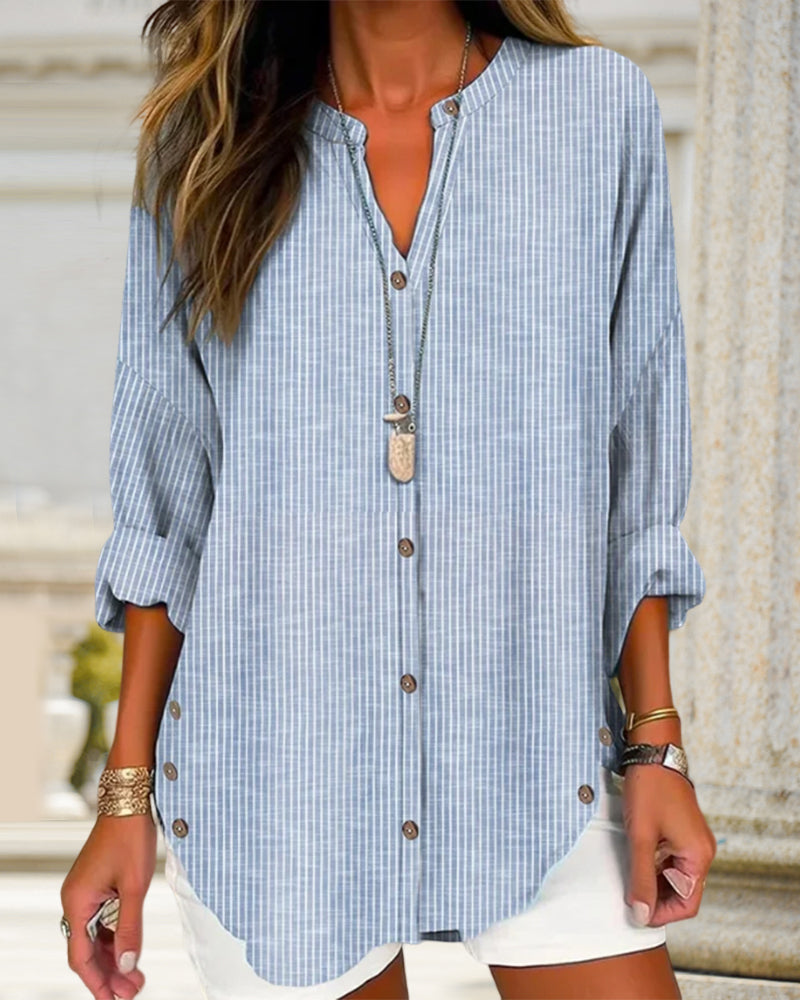 Amelie | Women's Casual Striped Button-Up Blouse