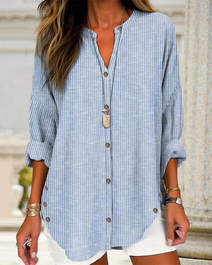 Amelie | Women's Casual Striped Button-Up Blouse